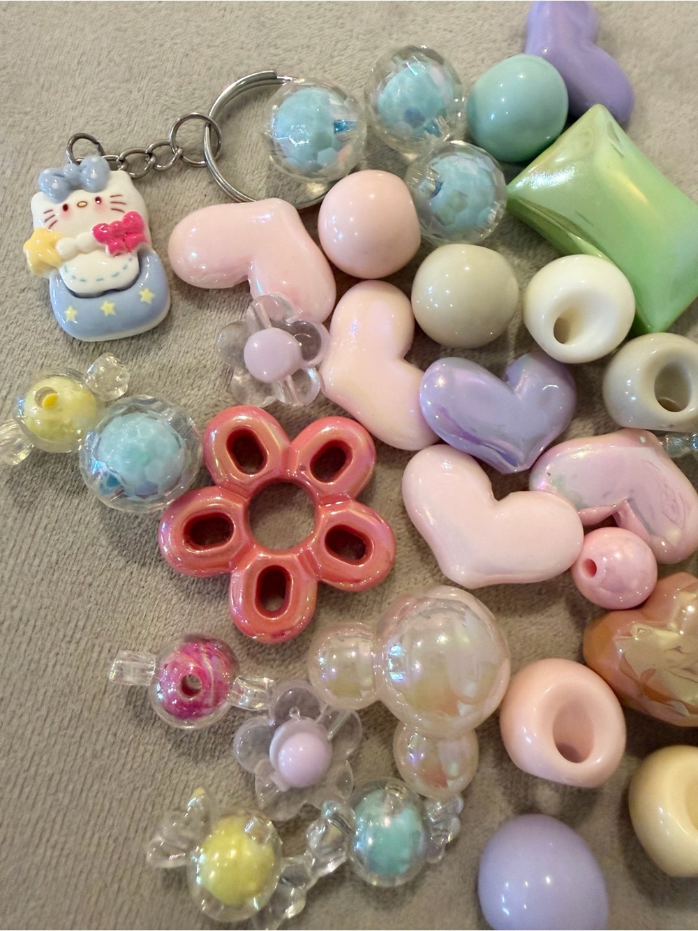 Assorted Pastel Beads for DYI Bag Charms Phone Charms Lot #2 - Picture 2 of 5